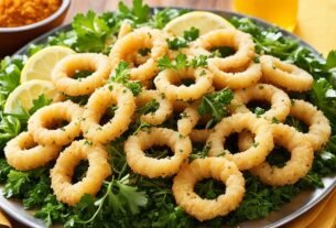 Anéis de lula ao curry