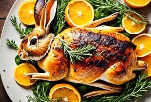 Coelho assado com laranja