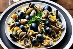 Linguine negro com amêijoas