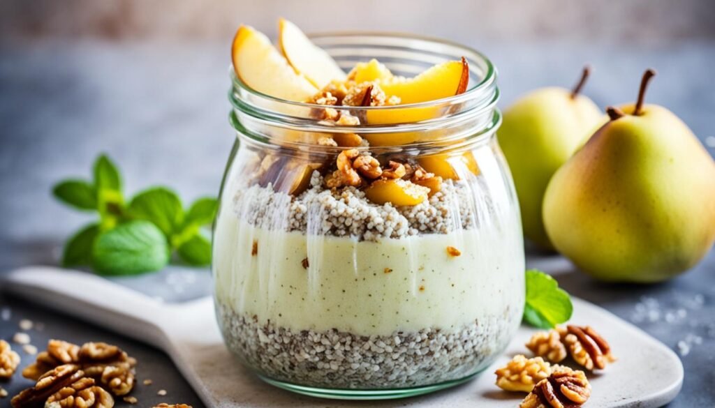 Pudim de Chia com Pêra Caramelizada Pudim de Chia com Pêra Caramelizada