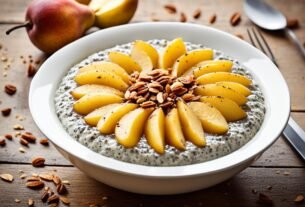 Pudim de chia com pera caramelizada