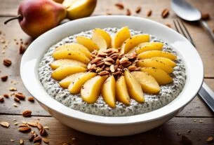 Pudim de chia com pera caramelizada