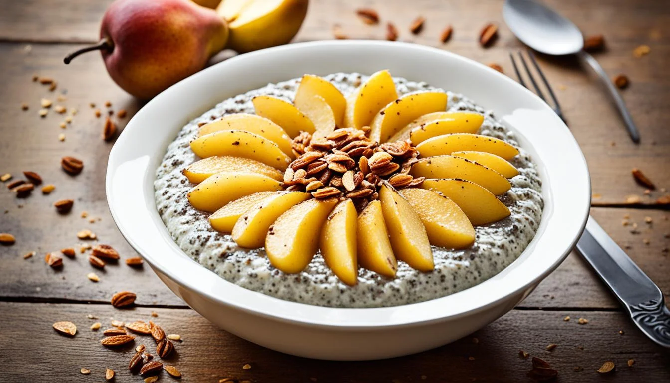 Pudim de Chia com Pera Caramelizada