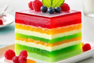 Bolo de gelatina tutti-frutti