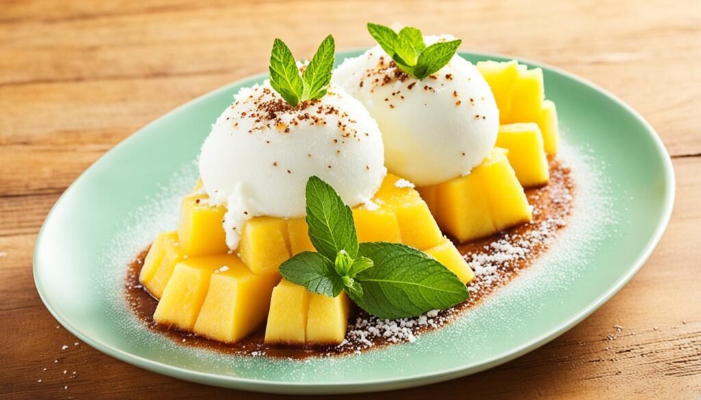 abacaxi assado com sorbet de coco